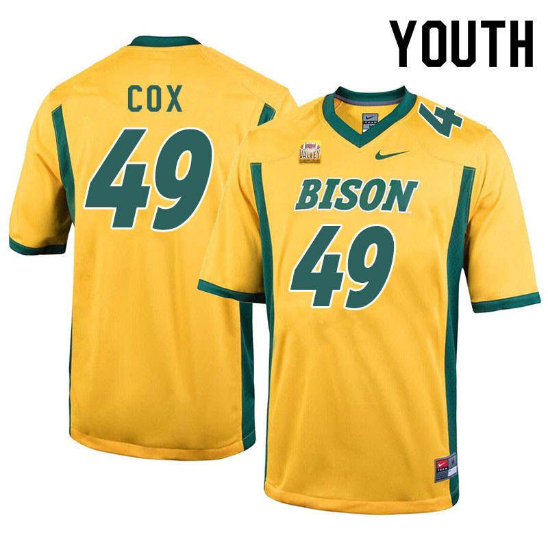Youth #49 Jasir Cox North Dakota State Bison College Football Jerseys Sale-Yellow - Click Image to Close